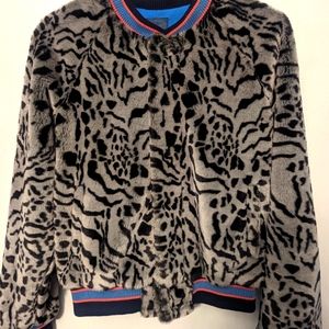 Mother Faux Fur Leopard Letterman Jacket - Chasing Tail -  Rare - Size Small